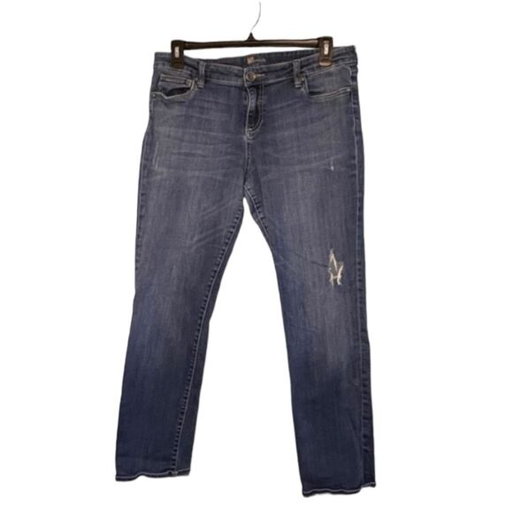 Kut From The Kloth Boyfriend Jeans Blue Medium Wash 9" Mid-Rise Distressed 16 - Picture 2 of 12